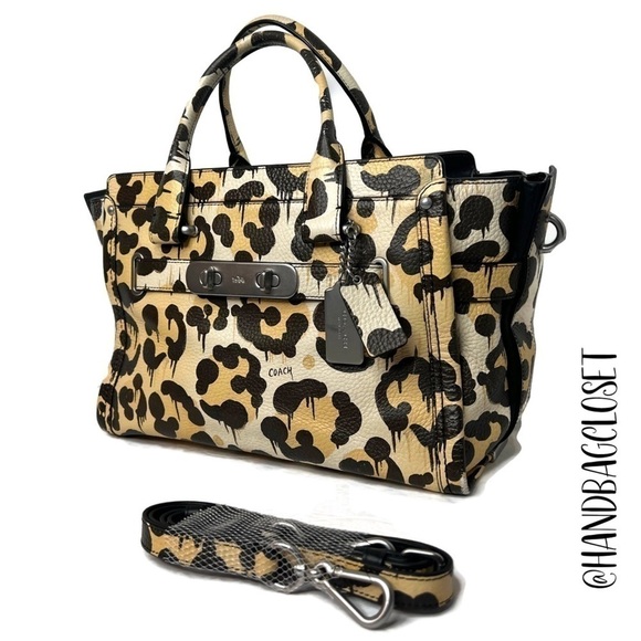 Coach Wild Beast Leopard Swagger Cheetah Animal Print Runway Purse Bag Handbag - Picture 4 of 16